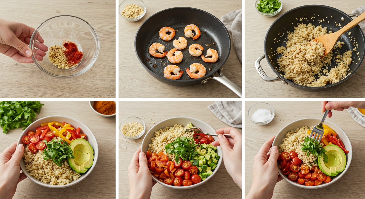 shrimp quinoa bowl