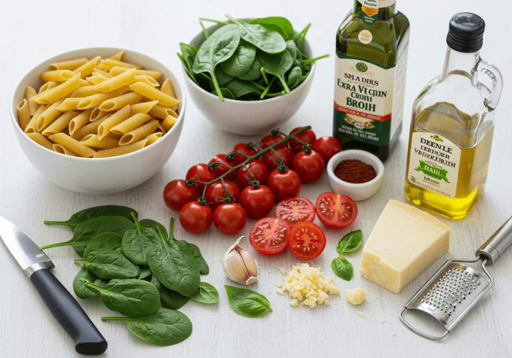 quick spinach tomato pasta recipe