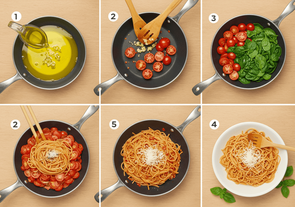 quick spinach tomato pasta recipe
