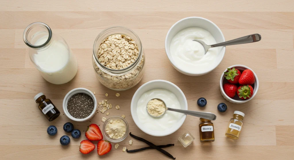 High Protein Overnight Oats ingredients
